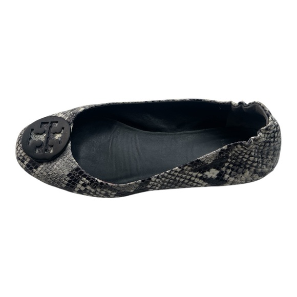 Tory Burch Black and Gray Flats with Logo Medallion - Picture 2 of 5
